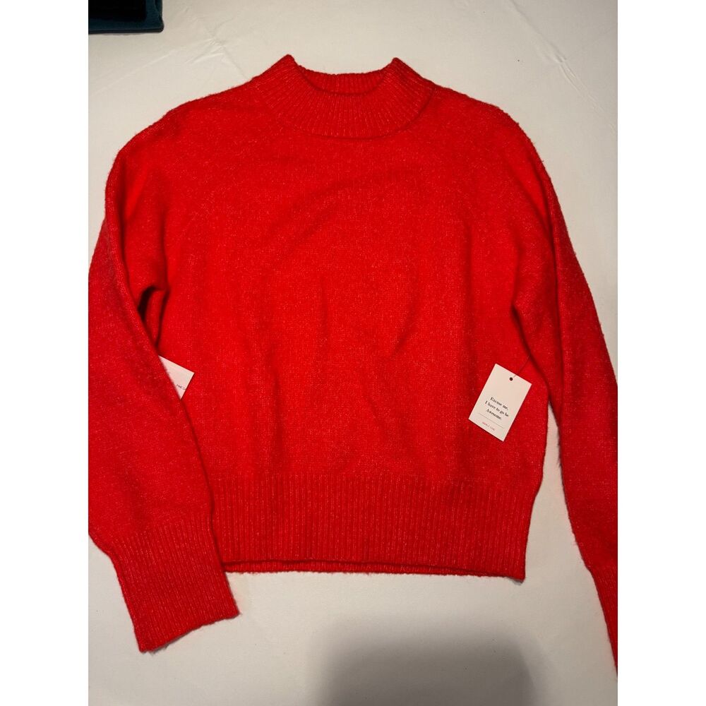 NWT Double Zero Fuzzy Mock Neck Pullover Sweater - Red - Size Spicy Small